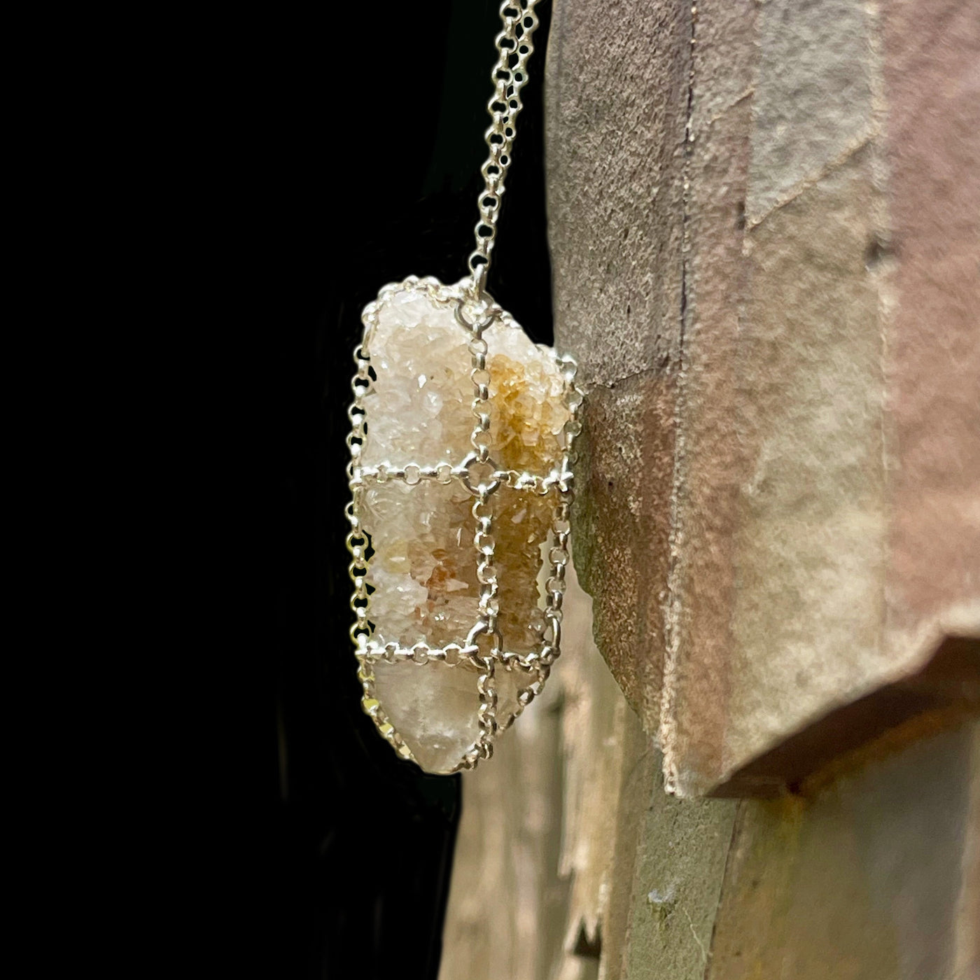 Caged Citrine Quartz Pendant