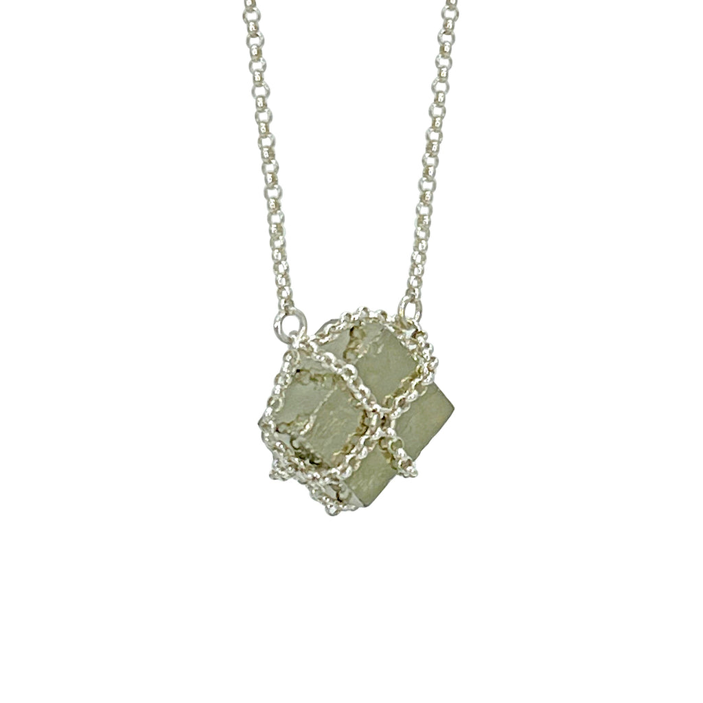 'Dejourliev' Hexagonal Ruby & Pyrite deals Cube Necklace