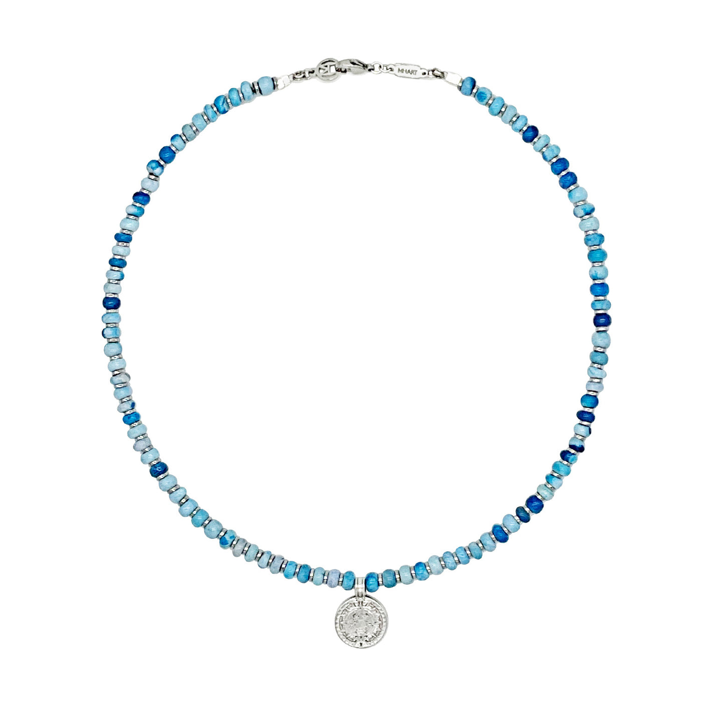 Blue Opal Coin Necklace