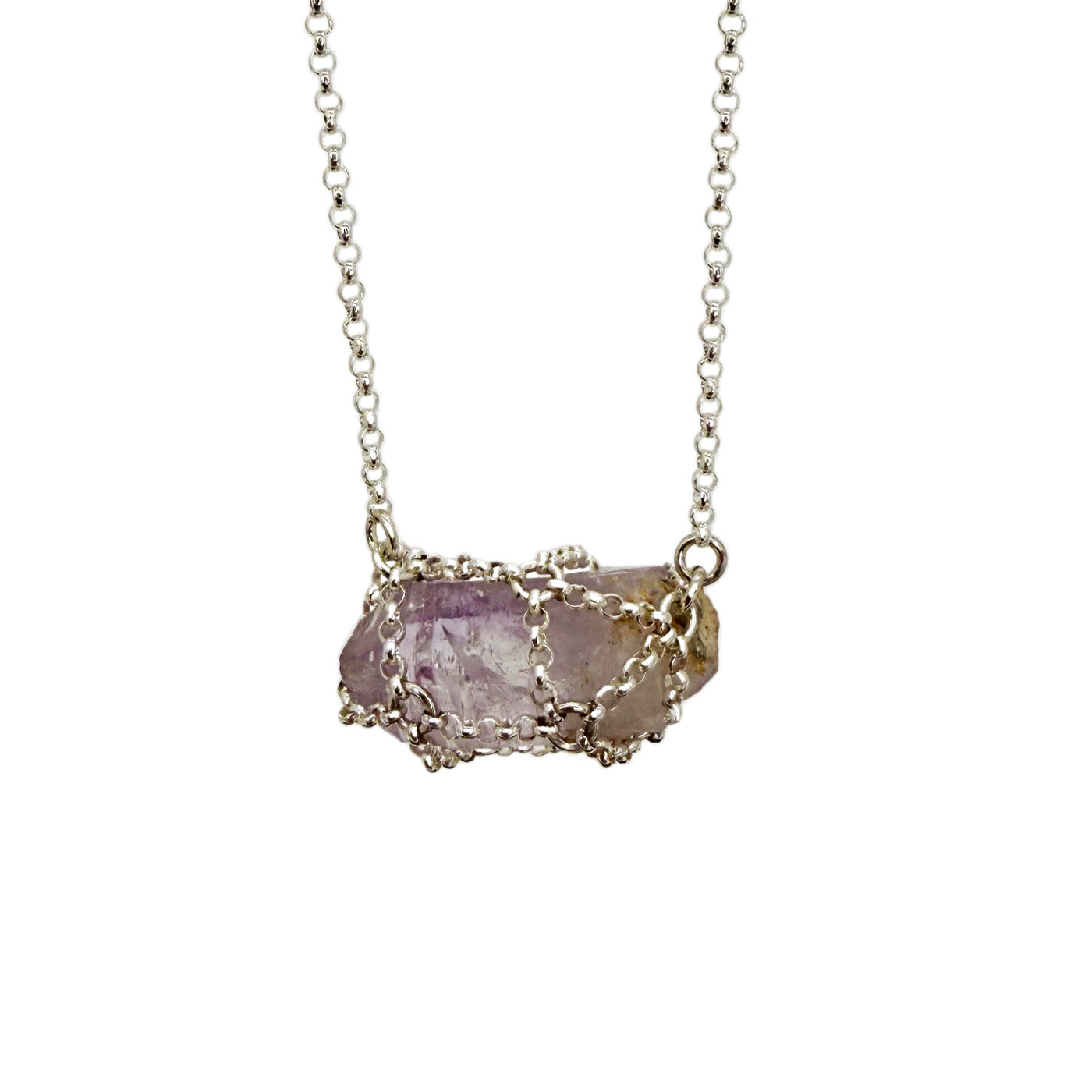 Caged Sterling Silver Amethyst Stone II