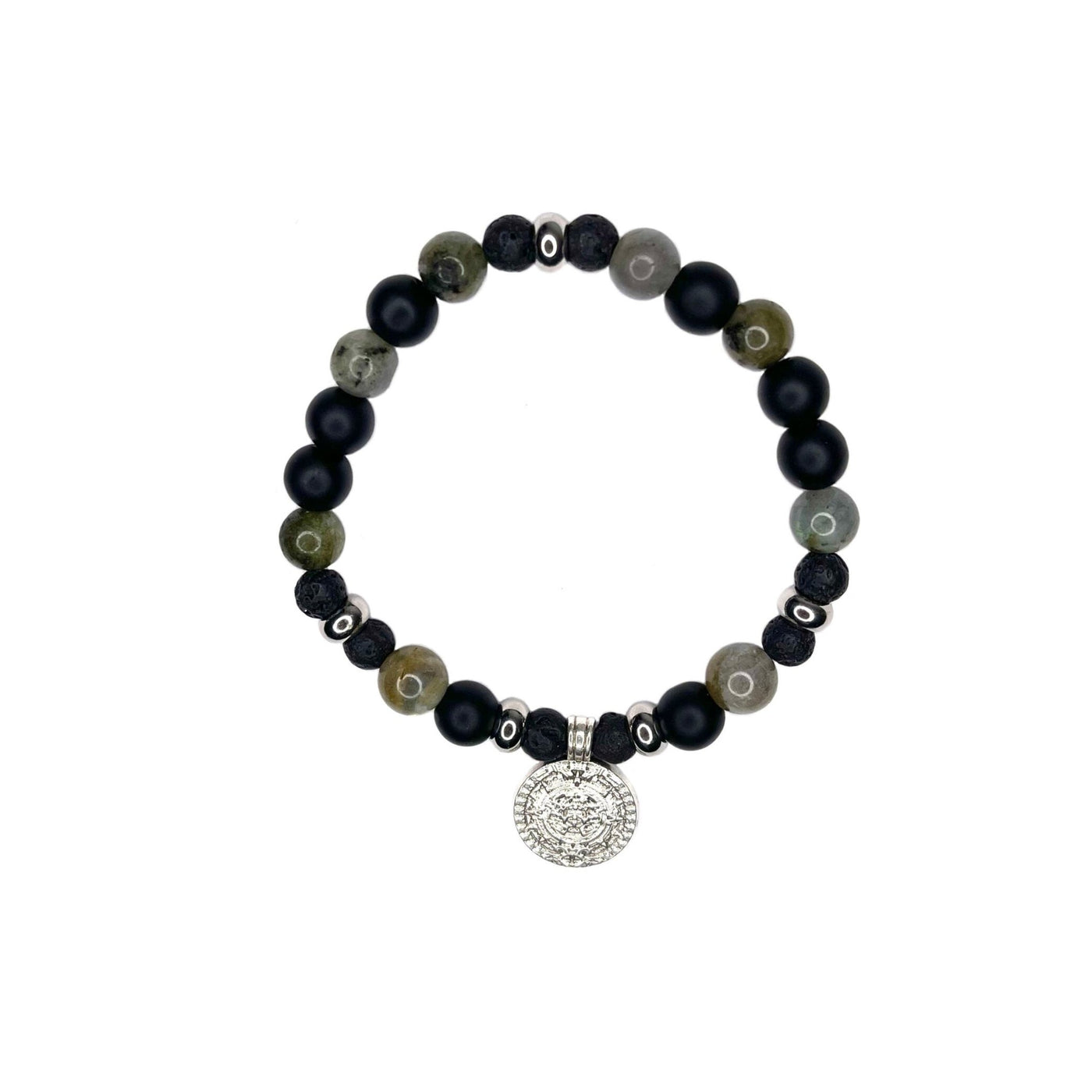 Labradorite, Onyx Coin Bracelet